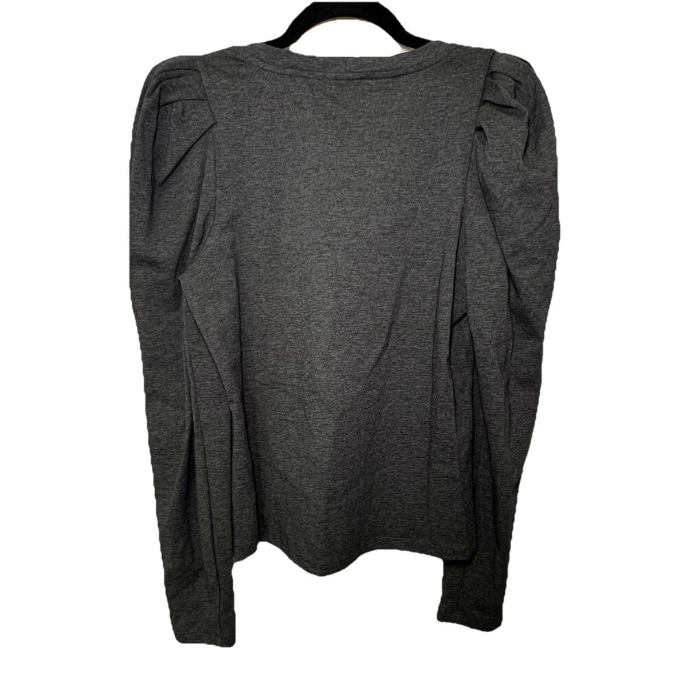 English Factory Top Size S Dark Gray Puff Long Sleeves Scoop Neck 100% Cotton - Picture 2 of 12